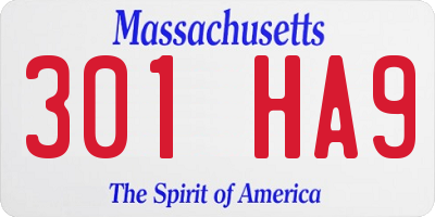 MA license plate 301HA9