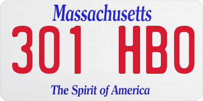 MA license plate 301HB0