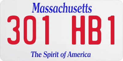 MA license plate 301HB1
