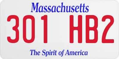 MA license plate 301HB2