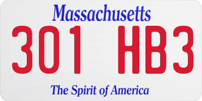 MA license plate 301HB3