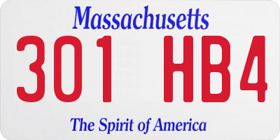 MA license plate 301HB4