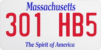 MA license plate 301HB5
