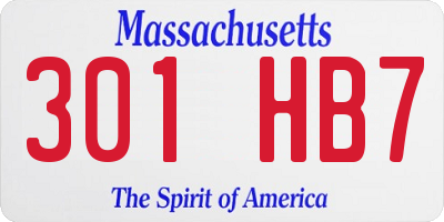 MA license plate 301HB7