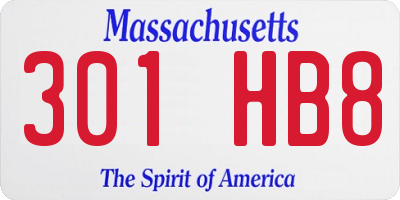 MA license plate 301HB8