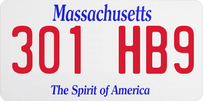 MA license plate 301HB9