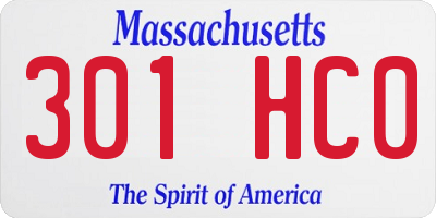 MA license plate 301HC0