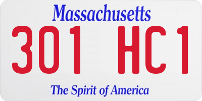 MA license plate 301HC1