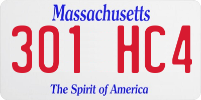 MA license plate 301HC4