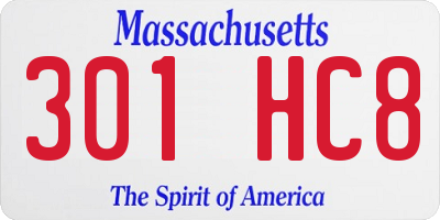 MA license plate 301HC8