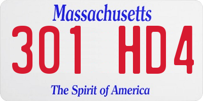 MA license plate 301HD4