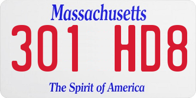 MA license plate 301HD8
