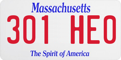 MA license plate 301HE0