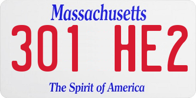 MA license plate 301HE2
