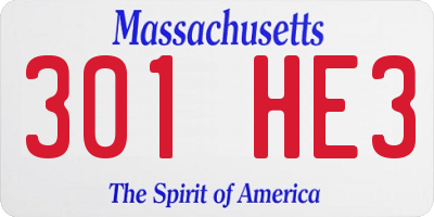 MA license plate 301HE3