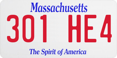 MA license plate 301HE4