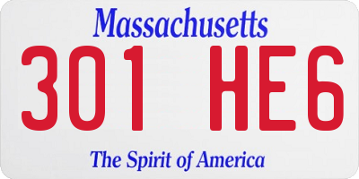 MA license plate 301HE6