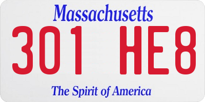 MA license plate 301HE8