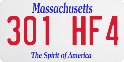 MA license plate 301HF4