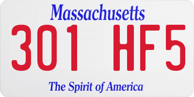 MA license plate 301HF5