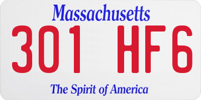 MA license plate 301HF6