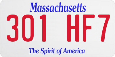 MA license plate 301HF7