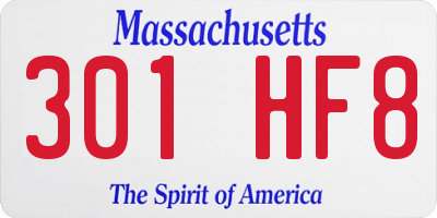MA license plate 301HF8