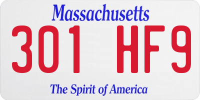 MA license plate 301HF9