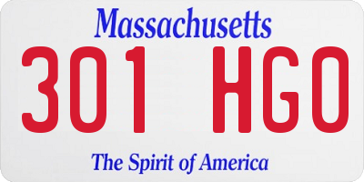 MA license plate 301HG0