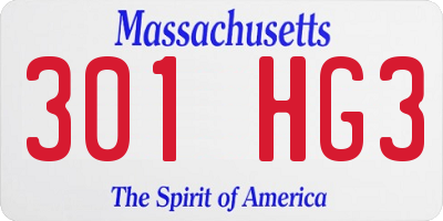 MA license plate 301HG3