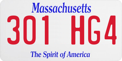 MA license plate 301HG4