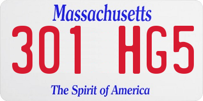 MA license plate 301HG5