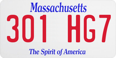 MA license plate 301HG7