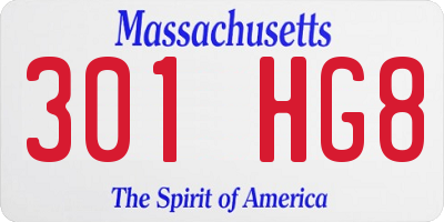 MA license plate 301HG8