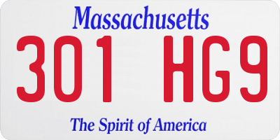 MA license plate 301HG9