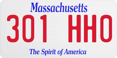 MA license plate 301HH0