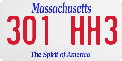 MA license plate 301HH3