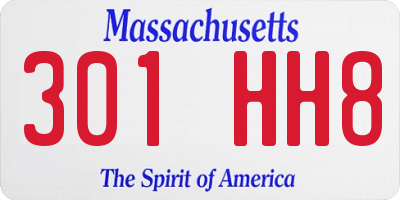 MA license plate 301HH8