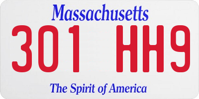 MA license plate 301HH9