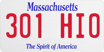 MA license plate 301HI0
