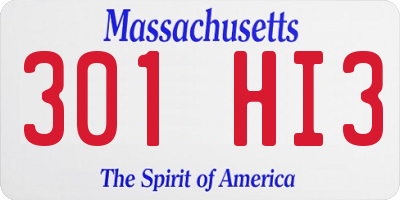 MA license plate 301HI3