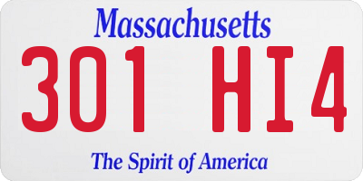 MA license plate 301HI4