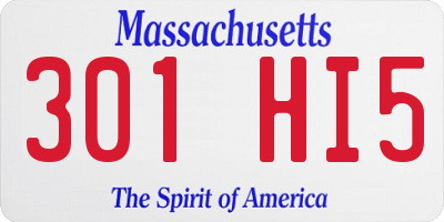 MA license plate 301HI5
