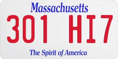 MA license plate 301HI7