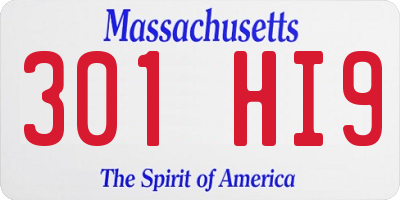 MA license plate 301HI9