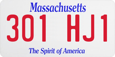 MA license plate 301HJ1
