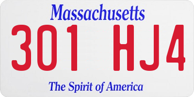 MA license plate 301HJ4