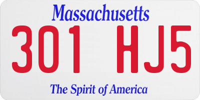 MA license plate 301HJ5