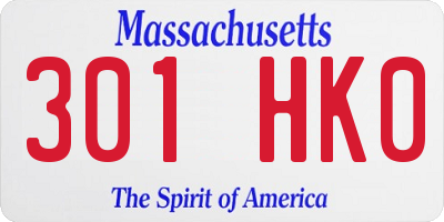 MA license plate 301HK0