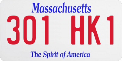 MA license plate 301HK1